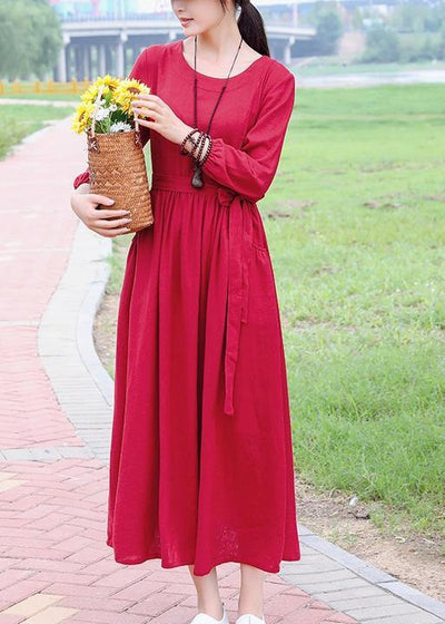 Unique red Robes o neck Cinched Dresses spring Dresses - bagstylebliss
