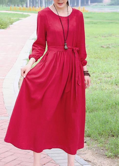Unique red Robes o neck Cinched Dresses spring Dresses - bagstylebliss