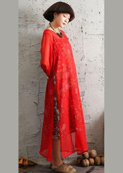 Unique red silk clothes side open A Line summer Dresses - bagstylebliss