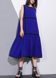 Unique sleeveless patchwork chiffon clothes For Women fine Life blue Dress Summer - bagstylebliss