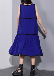 Unique sleeveless patchwork chiffon clothes For Women fine Life blue Dress Summer - bagstylebliss