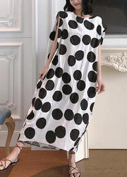 Unique white dotted cotton clothes sleeveless A Line summer Dresses - bagstylebliss