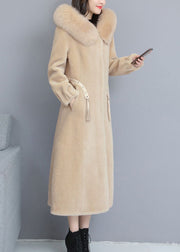 Vintage Beige Mode Nagelperle Dicke Winter Langarm Parka