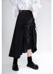 Vintage Black Cinched low high design Skirts Summer - bagstylebliss