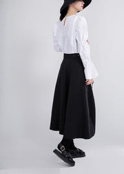 Vintage Black Cinched low high design Skirts Summer - bagstylebliss