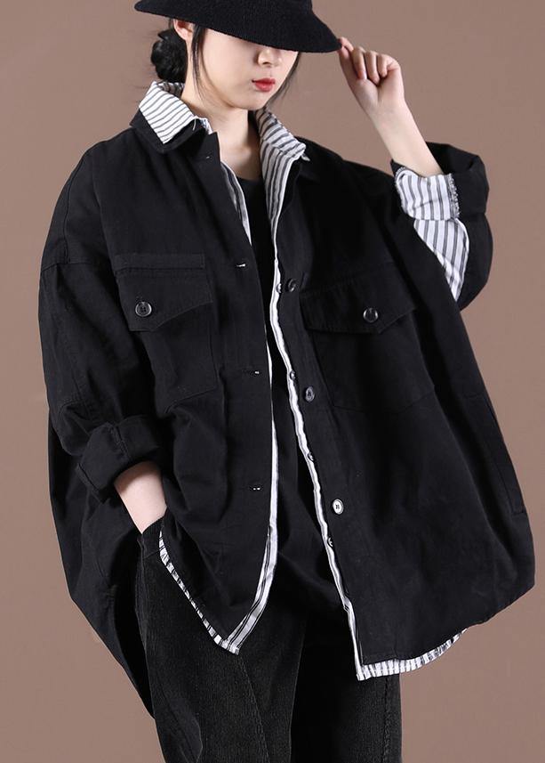 Vintage Black Pockets Coat Spring - bagstylebliss