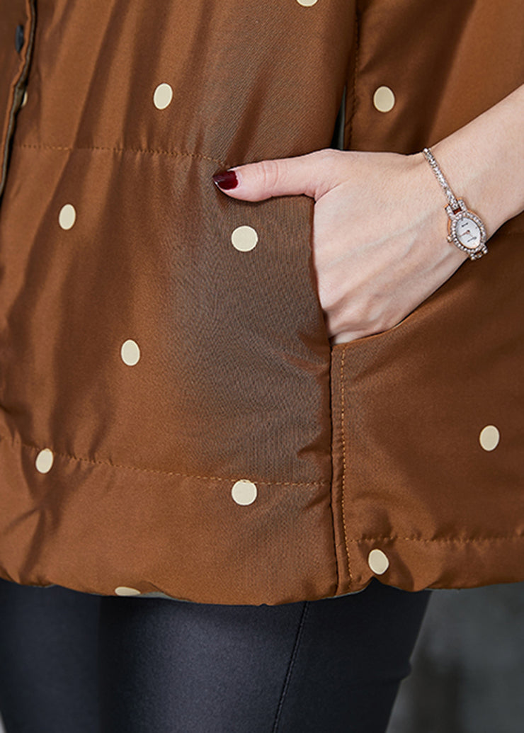 Vintage Coffee Dot Oversized Cotton Filled Vests Spring