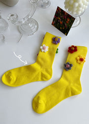 Vintage Floral Jacquard Cotton Crew Socks