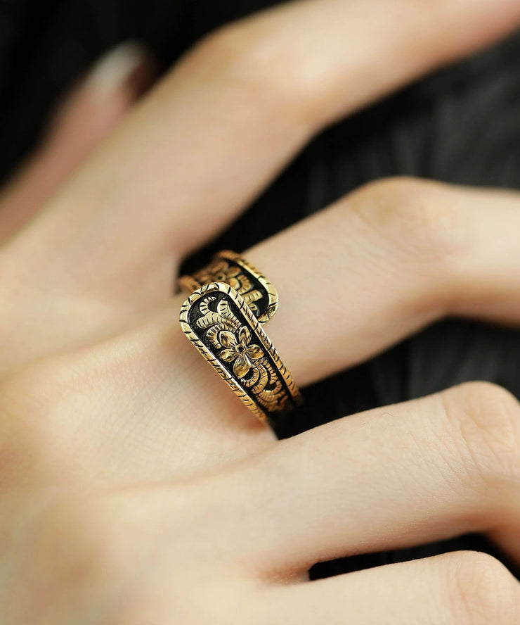 Vintage Gold Sterling Silver Ancient Gold Floral Rings