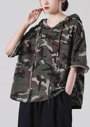 Vintage Green Camouflage Cotton Top Summer - bagstylebliss