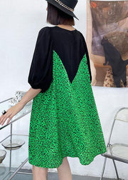 Vintage Green Leopard False Two Pieces Shift Dresses - bagstylebliss