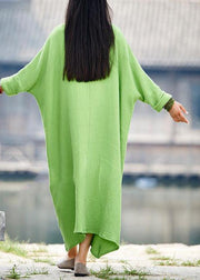 Vintage Green V Neck Dress Patchwork Batwing Sleeve Spring Dresses - bagstylebliss