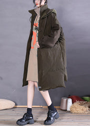 Vintage Green Zip Up Fine Duck Down Puffer Coat Winter