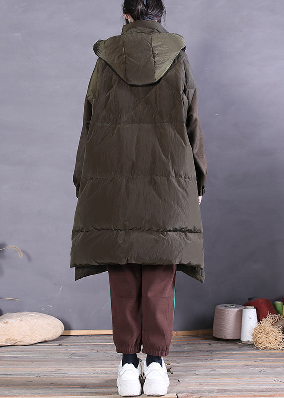 Vintage Green Zip Up Fine Duck Down Puffer Coat Winter