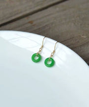 Vintage Green ade Ping Buckle Drop Earrings