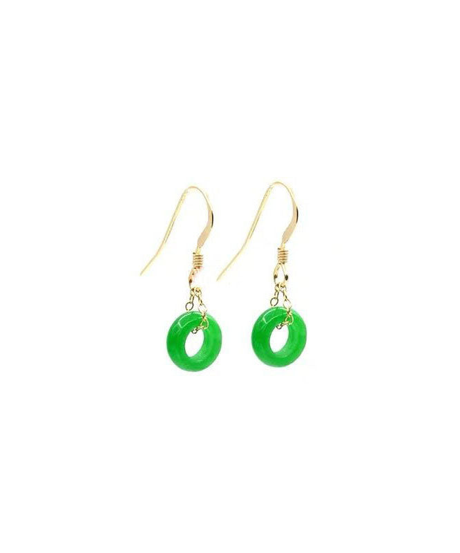 Vintage Green ade Ping Buckle Drop Earrings