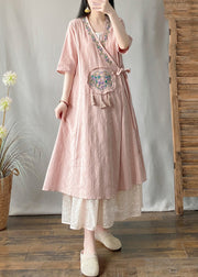 Vintage Pink Embroidered Tassel Long Cardigans Summer