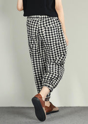 Vintage Plaid Linen Cotton Ankle Length Pants