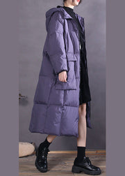 Vintage Purple Hooded Casual Duck Down coat Winter