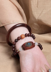 Vintage Sandalwood Double Ring Good Luck Bracelet