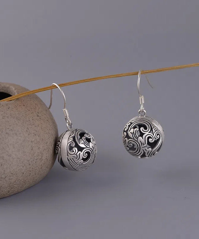 Vintage Silk Sterling Silver Auspicious Cloud Hollow Out Drop Earrings