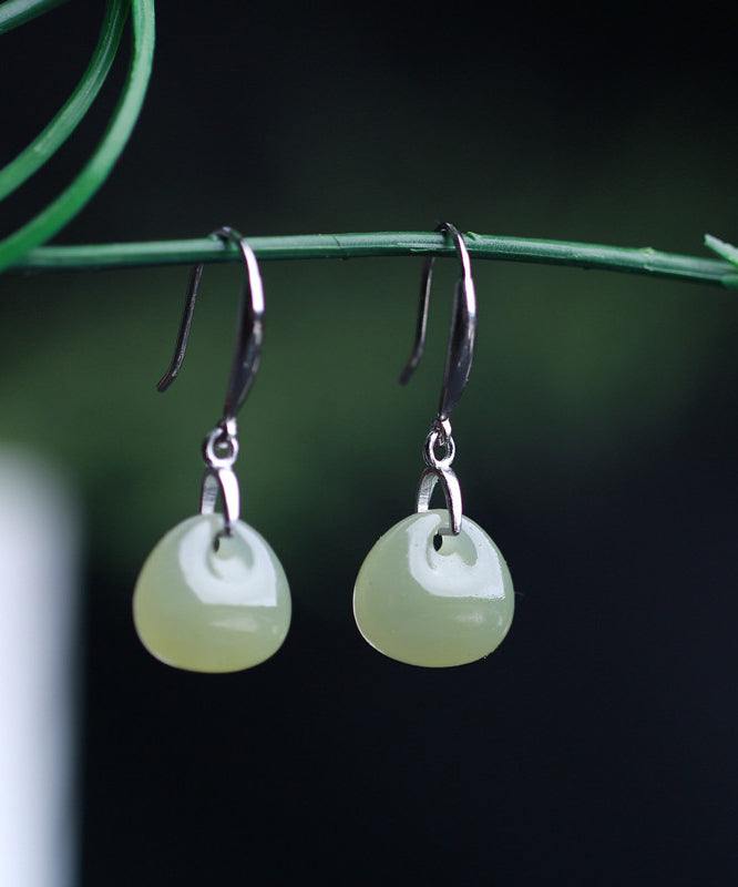 Vintage Silk Sterling Silver Jade Drop Earrings