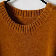 Vintage Sweater weather Street Style o neck spring yellow Ugly knit dress side open