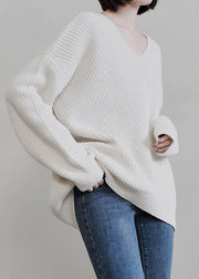 Vintage beige knit tops fall fashion v neck Batwing Sleeve knitted t shirt - bagstylebliss