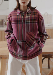 Vintage plaid woolen sweater female winter Korean version of the loose warm top - bagstylebliss