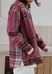 Vintage plaid woolen sweater female winter Korean version of the loose warm top - bagstylebliss