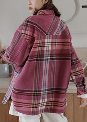 Vintage plaid woolen sweater female winter Korean version of the loose warm top - bagstylebliss