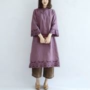 Vintage purple spring dresses long linen dress plus size linen caftans gown