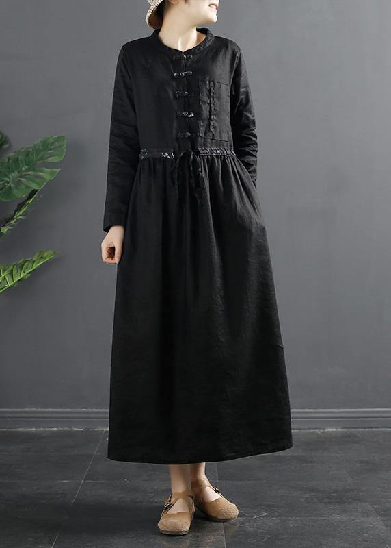 Vivid Black Clothes For Women Drawstring Kaftan Dress - bagstylebliss