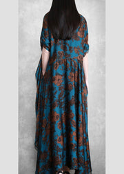 Vivid Blue Silk Outfit Maxi Spring Dresses Long - bagstylebliss