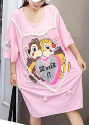 Vivid Cartoon print Cotton quilting clothes Fabrics pink Dresses summer - bagstylebliss