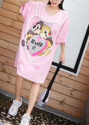 Vivid Cartoon print Cotton quilting clothes Fabrics pink Dresses summer - bagstylebliss