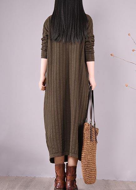 Vivid High Neck Spring Clothes Women Photography Chocolate Dress - bagstylebliss