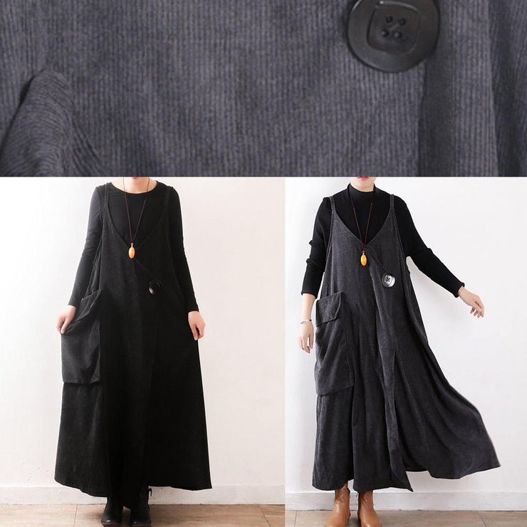 Vivid Large pockets fall dress Photography black Kaftan Dresses - bagstylebliss