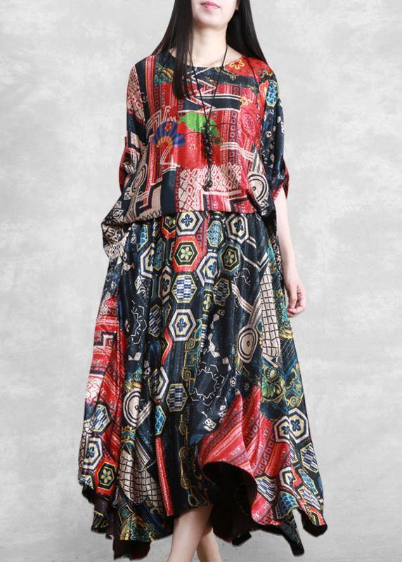 Vivid O Neck Tie Waist Summer Dresses Work Outfits Print Robe Dress - bagstylebliss
