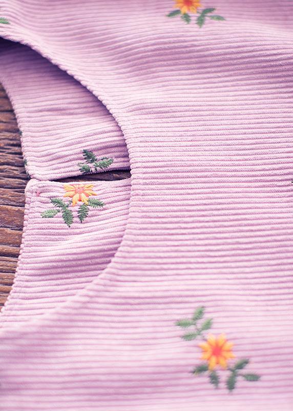Vivid Pink Embroidery Dress O-Neck long Spring Dresses - bagstylebliss