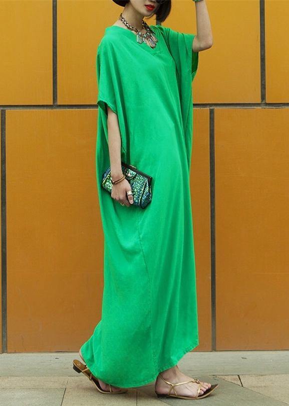 Vivid Baggy Caftan Jade Green Loose Dress - bagstylebliss