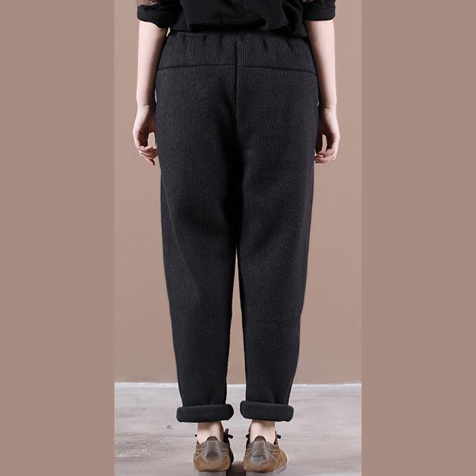 Vivid black pants  spring elastic waist pockets Photography trousers - bagstylebliss