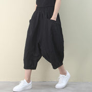 Vivid black pants vintage summer elastic waist Fashion women pants - bagstylebliss