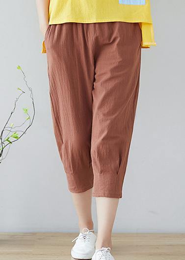 Vivid elastic waist cotton plus size Tutorials khaki Plus Size harem pants - bagstylebliss