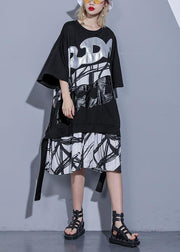 Vivid embroidery patchwork European Cotton dress black Dress summer - bagstylebliss