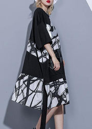 Vivid embroidery patchwork European Cotton dress black Dress summer - bagstylebliss