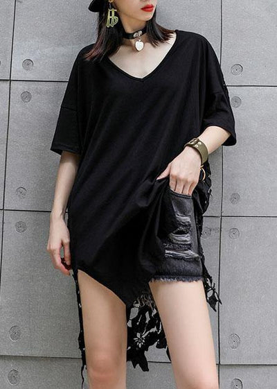 Vivid hollow out cotton dresses Photography black patchwork Maxi Dresses summer - bagstylebliss