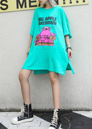 Vivid light green Cotton Long Shirts o neck back open Midi summer Dress - bagstylebliss