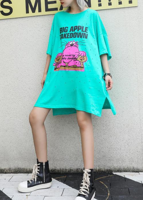 Vivid light green Cotton Long Shirts o neck back open Midi summer Dress - bagstylebliss