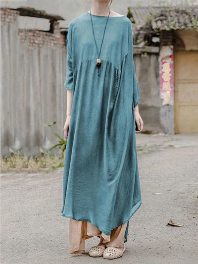 Vivid o neck Batwing Sleeve clothes Women design blue Traveling Dresses - bagstylebliss